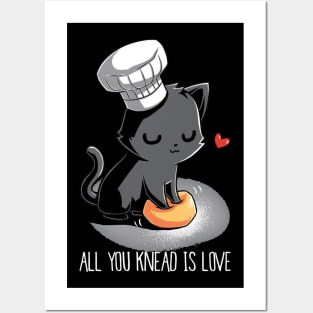 All You Knead Is Love - Cute Funny Cat Lover Quote Posters and Art